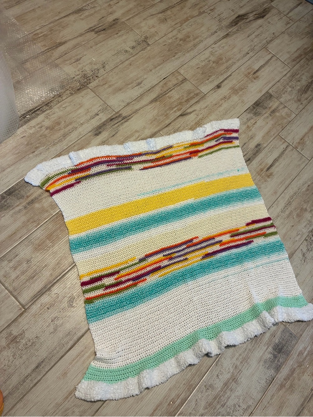 Handmade Crocheted Blanket For Lap Or Baby